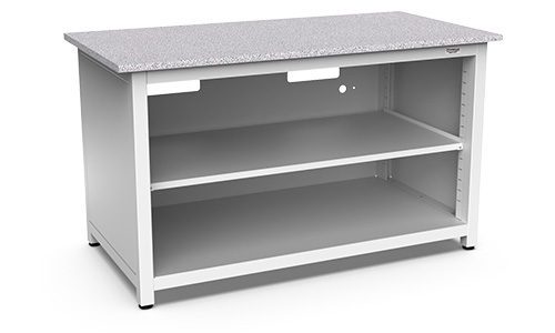 Storage workstation with adjustable shelf