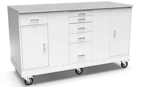 Mobile Banked Cabinet with Spacers
