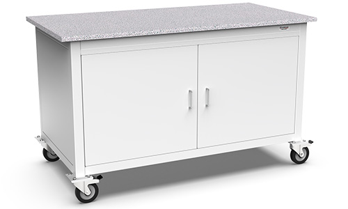 Mobile Storage Workstation with Hinged Doors.