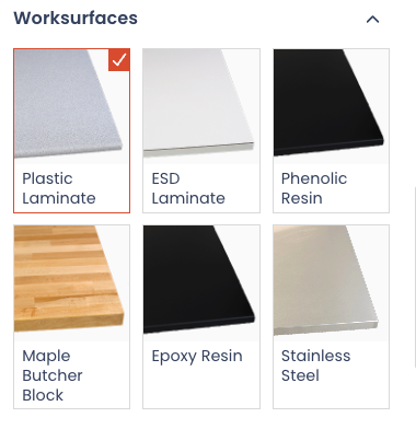 Work surface material choices