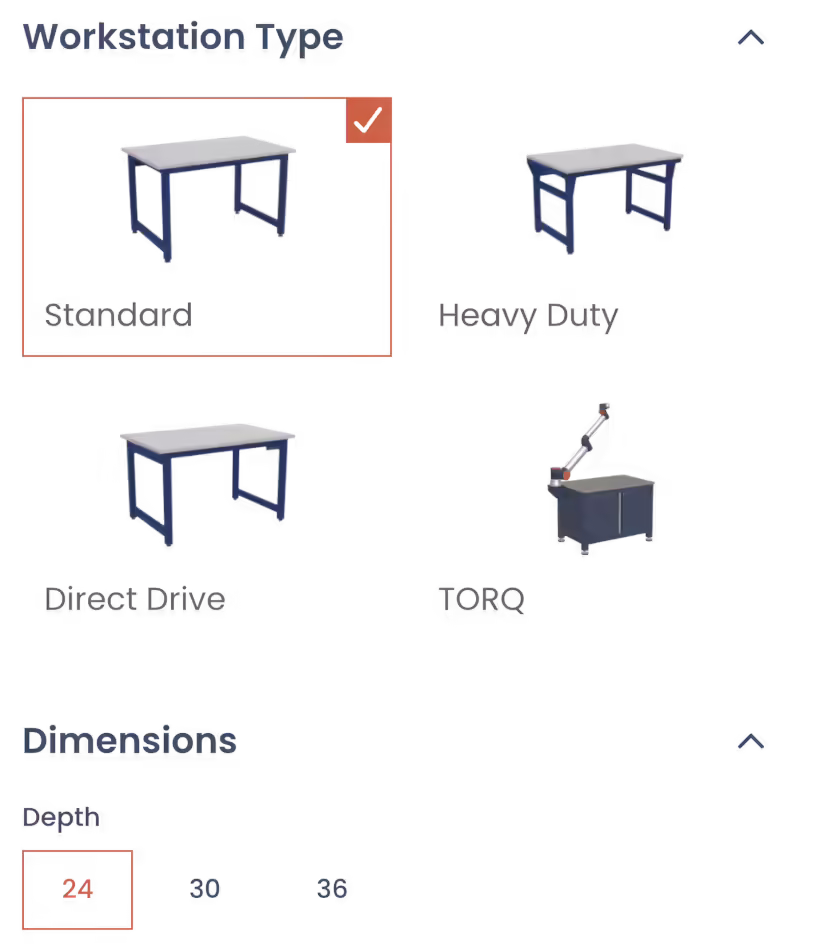 Workplace online configurator interface