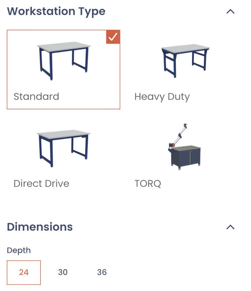 Workplace online configurator interface